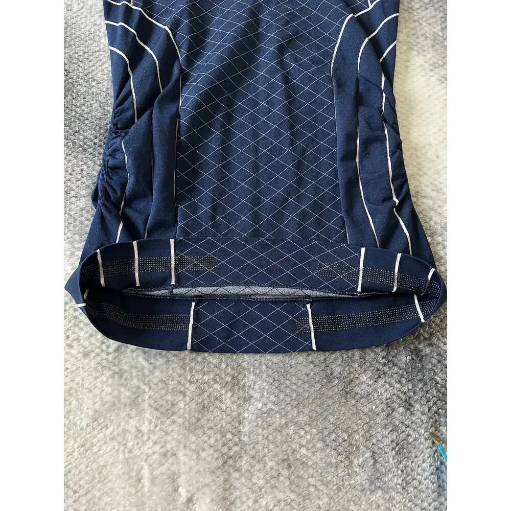 Athleta Finish Fast Line Ruched White Navy Tank Top Size XS Gym Yoga Workout - Picture 8 of 8